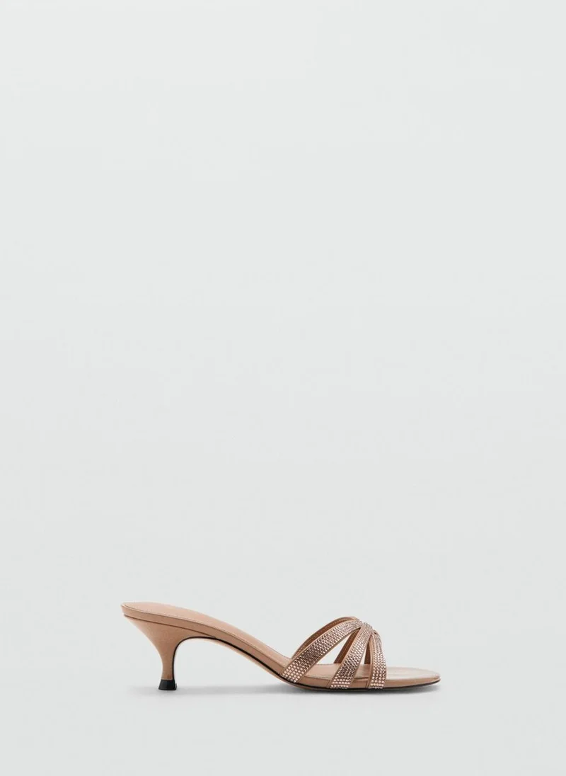 Heeled sandal with strass strap